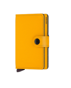 Secrid Miniwallet Yard Powder Ochre, Compact Leather Wallet, RFID Protected Card Holder, Slim Pocket Wallet with Secure Card Storage