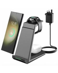 NANAMI 3-in-1 Wireless Charging Station for Samsung Galaxy S25, S24 and S23 Ultra, Z Flip and Z Fold Series, Galaxy Watch and Buds