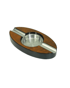 Luxury Signature Burl Cigar Ashtray, MDF Construction, High Gloss Finish, Metal Plate Detail