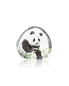 Maleras Panda Crystal Sculpture, Handmade Cast Crystal Art with Engraved & Sandblasted Motif, Clear, 125 x 120mm, Design by Mats Jonasson