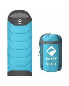 VILLEY Lightweight Compact Sleeping Bag, Water-Resistant Warm 210T Polyester Camping Bed for Hiking and Outdoor Travel