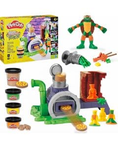 Play-Doh Teenage Mutant Ninja Turtles Slice & Blast Pizza Playset with Bendy 4-Inch Michelangelo  Non-toxic Modeling Compound