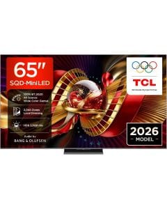 TCL 65 Inch 4K SQD Mini LED Smart Google TV, 144Hz, HDR 5000 Nits & 2,040 Dimming Zones, Dolby Atmos, B&O Audio, AirPlay 2 - 65C8L - Black