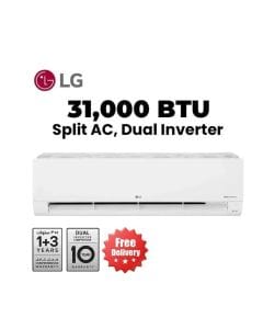 LG 3 Ton Split Air Conditioner 31,000 BTU, Dual Inverter Compressor™, Gold Fin™, Faster Cooling, Dual Protection Filter - White - I38TKF