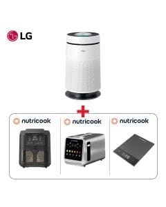 LG Air Purifier White + Nutricook Air Fryer Slim XXL 8L + Nutricook 2-Slice Digital Toaster + Nutricook Kitchen Scale Black - Cozy Home Bundle