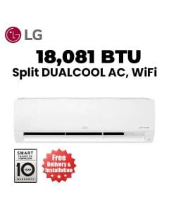 LG Split Air Conditioner, Dual Cool, 65°C Tropical Dual Inverter Compressor, Quiet & Faster Cooling, 4 Way Swing - White - I23TNC