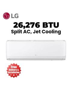 LG Rotary Compressor Split Air Conditioner, Fast Cooling, Remote Control, Long Distance Airflow, Quiet Mode, Dual Sensing - White - T30ZCA