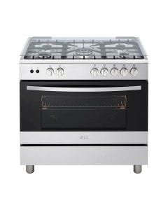 LG 5 Gas Cooker with Rotisserie Grill 90x60cm, Removable Door Glass, Full Safety System, Stainless Steel Finish - FA415RMA