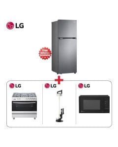 LG 400L Refrigerator + LG 90x60cm Full Gas Cooking Range + LG 20L Solo Microwave + LG CordZero A9 Slim Stick Vacuum - LG Complete Kitchen Bundle
