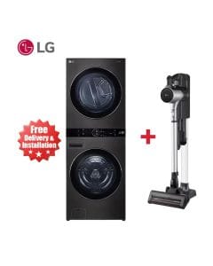 LG 27Inch Wash Tower Washer And Dryer, AI Technology, Turbo Wash And Turbo Dry 19Kg + 16Kg - Black - W1S1CVK2EHM