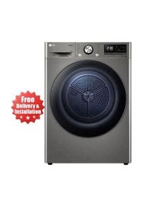 LG Dual Inverter Heat Pump Clothes Dryer, Auto Cleaning Condenser, Allergy Care, Low Ampere Cycle 9Kg - Platinum Silver - RH90V5PVTN 2023