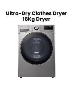 LG 18Kg Dual Inverter Heat Pump Dryer, Sensor Dry, Allergy Care, Drum Care, Stainless Silver, ThinQ (Wi-Fi) | RH18U8EVCW