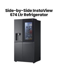 LG 674Ltr InstaView Side-by-Side Refrigerator - Matte Black | GR-X267CQEW