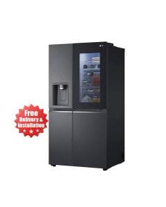 LG 674L InstaView Side-by-Side Refrigerator With UVnano, Linear Cooling, And Smart ThinQ Features - Matte Black - GR-X267CQEW