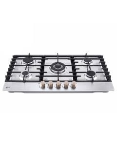 LG 5-Burner Gas Hob 90cm, Heavy Duty Grates, 4.0kW Power, Knob Control With Stainless Steel Finish - Silver - CG5Z3626S