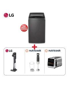 LG 9KG Top Load Washing Machine + LG Stick Vacuum Cleaner + Nutricook 1200W Hand Blender + Nutricook 2-Slice Digital Toaster - Home Refresh Bundle