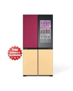 LG Glass Finish Refrigerator, InstaView With MoodUP LED Colour Panels 527L - Black - GR-A34FDMKB