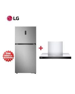 LG 830L Dark Graphite Refrigerator + LG 60cm Kitchen Hood Black - Premium Kitchen Appliance Bundle