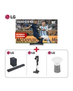 LG 65" OLED C5 4K Smart TV + LG SC9S 3.1.3ch Soundbar + LG Air Purifier + LG CordZero A9K Solo Stick Vacuum - LG Premium Living Bundle (101003000000555 + 101004000000199 +  101001000000243 + 101002000000715)