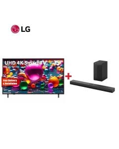 LG 75" UHD 4K Smart TV + LG 3.1 Channel 400W Soundbar - Home Audio Upgrade Bundle