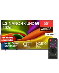 LG 55 Inch NanoCell UHD 4K Smart TV - WebOS with AI (Gemini & Copilot), α7 AI Processor Gen9, HDR10 Pro, Magic Remote, Built-In Receiver | 55NU840B6LA.AMRG