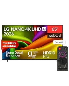 LG 65 Inch NANO 4K AI NU84 Smart TV - Nano Detail Enhancer, Alpha 7 AI Processor Gen9, HDR10 Pro, Linear Flow Design | 65NU840B6LA.AMRG