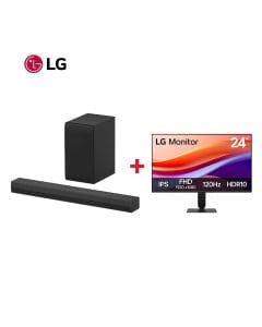 LG S40T 2.1ch 300W Soundbar + LG 24" FHD IPS 120Hz Monitor - LG Entertainment Hub Bundle