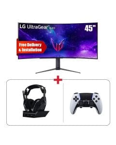 LG 45GR95QE-B 45" 240Hz OLED Curved Gaming Monitor + Logitech A50X Lightspeed Wireless Gaming Headset + Sony DualSense Edge Wireless Controller