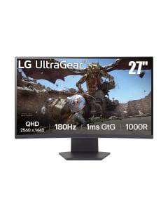 LG 27 UltraGear 1000R curved gaming monitor, QHD, 1ms (GtG, 180Hz, 2024) | 27GS60QC-B (Display Unit)