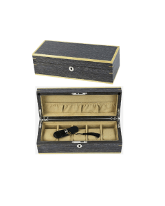 Luxury Signature 5 Slots Wooden Watch Box, MDF with Walnut Veneer, Ginko Finish, Matte Design, Ivory Velvet Lining, 305x125x95mm