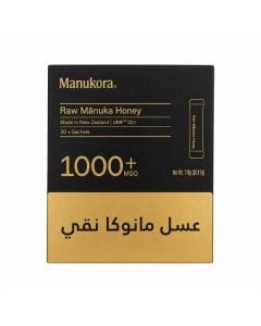 Manukora Raw Manuka Honey MGO 1000+, 30 x 7g Sachets, Pure New Zealand Manuka Honey 
