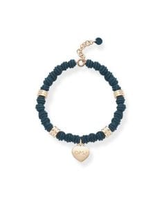 Ops Objects Teal Bracelet for Women, Teal Silicone Knot Bracelet with Rose Gold Tone Metal Charms