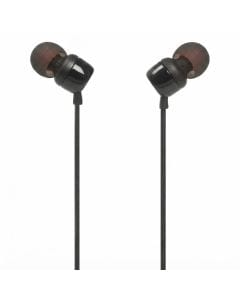 JBL Tune 110 Wired In-Ear Headphones, JBL Pure Bass Sound, 1-Button Remote & Mic, Tangle-Free Flat Cable | Black - JBLT110BLK