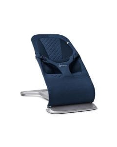 Ergobaby Evolve Knit And Mesh Blend Baby Bouncer 0+ Months, Secure Harness For Stability And Safety - Midnight Blue