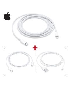Apple Thunderbolt 3 USB-C To Lightning Cable (2m) White + USB-C To Lightning Cable (1m) White + USB-A Cable 1M White Bundle (603001000003232 + 603001000001352 + 603001000001821)