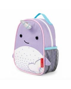 Skip Hop Zoolet Narwhal Design Backpack 1 To 4 Years, Convenient Mesh Bottle Pocket, Adjustable Strap for Secure Fit - Multicolour