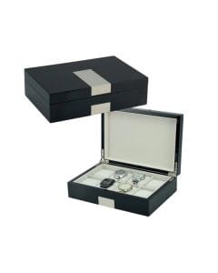 Luxury Signature Wooden Watch Storage Box, 8 Slot Watch Organizer with High Gloss Finish, Black Velvet Lining