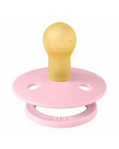 BIBS Latex Colour Round Pacifier Size 1 0+ Months, Customized Comfort, Skin-Like Softness, Flexible And Durable Design - Baby Pink