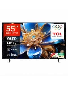TCL 55 Inch 4K UHD QLED Smart Google TV, HDR10+, Dolby Vision, Dolby Atmos, Game Mode, Bezel-Less Design - 55T6D - Black