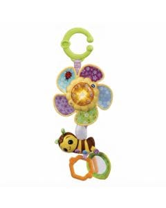 VTech Baby Tug & Spin Busy Bee - Interactive Sensory Toy with Lights, Music, Spinning Flowers