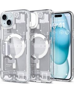 Spigen Ultra Hybrid MagFit Case for iPhone 15, Zero One White, MagSafe-Compatible Protective Cover