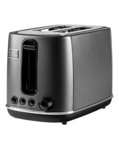Black + Decker Stainless Steel 2-Slice Toaster 1050W, Adjustable Browning Control, Wide Slots, Removable Crumb Tray | Black | SSET225-B5
