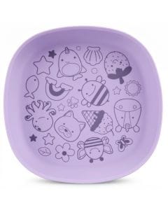 Skip Hop Squad Silicone Plate 2+ Years, Non-Slip Base For Stable Mealtimes, Easy To Clean And Dishwasher Safe Design - Purple