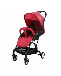 The Moon Brand Ritzi TravelLite Compact Stroller - Fire Red, Lightweight Cabin-Approved Pram 18 kg, Birth to 3 Years, 5-Point Harness, One-Hand Compact Fold
