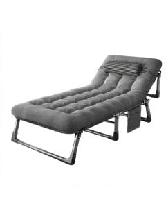 Oversized Portable Folding Camping Cot, Five-Position Adjustable Reclining Lounge Chair with Removable Cushion