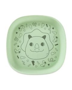 Skip Hop Besties Squad Silicone Plate 2+ Years, Dishwasher Safe And Easy To Clean, Microwave Safe For Easy Heating, Fun Animal Face Design For Kids - Green