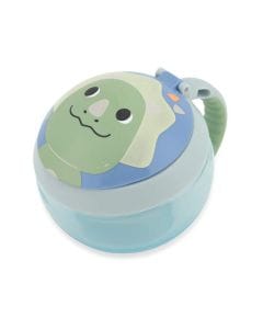 Skip Hop Besties Squad Dino Snack Cup 12+ Monthss, Mess-Free Flexible Snack Opening, Dual Lid System For Extra Protection - Multicolour