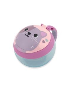 Skip Hop Besties Squad Cat Snack Cup 12+ Monthss, Mess-Free Flexible Snack Opening, Dual Lid System For Extra Protection - Multicolour