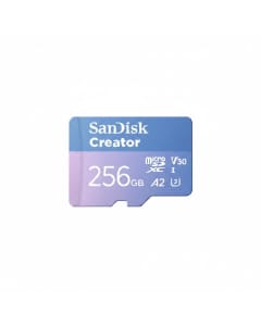 SanDisk 256GB Creator microSD Card UHS-I with Adapter - SDSQXAV-256G-IN6MS, Up to 190MB/s Read Speed - Blue