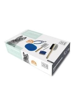 MPETS Grooming Set Black & Blue, Dog Grooming Kit with Pin Brush, Comb, Nail Clipper, Rubber Brush, Flea Comb & Tick Tweezer
